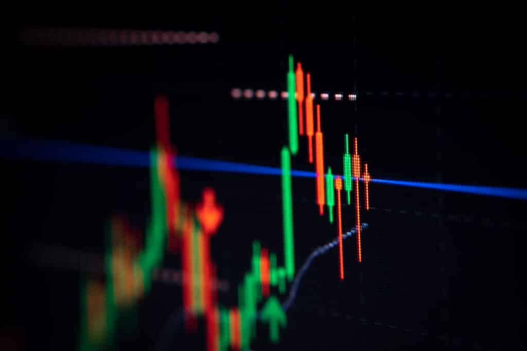 background of stock market graph chart on led display