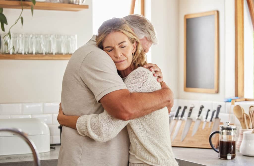 couple elderly and hug in kitchen in home togethe 2022 12 10 00 22 15 utc